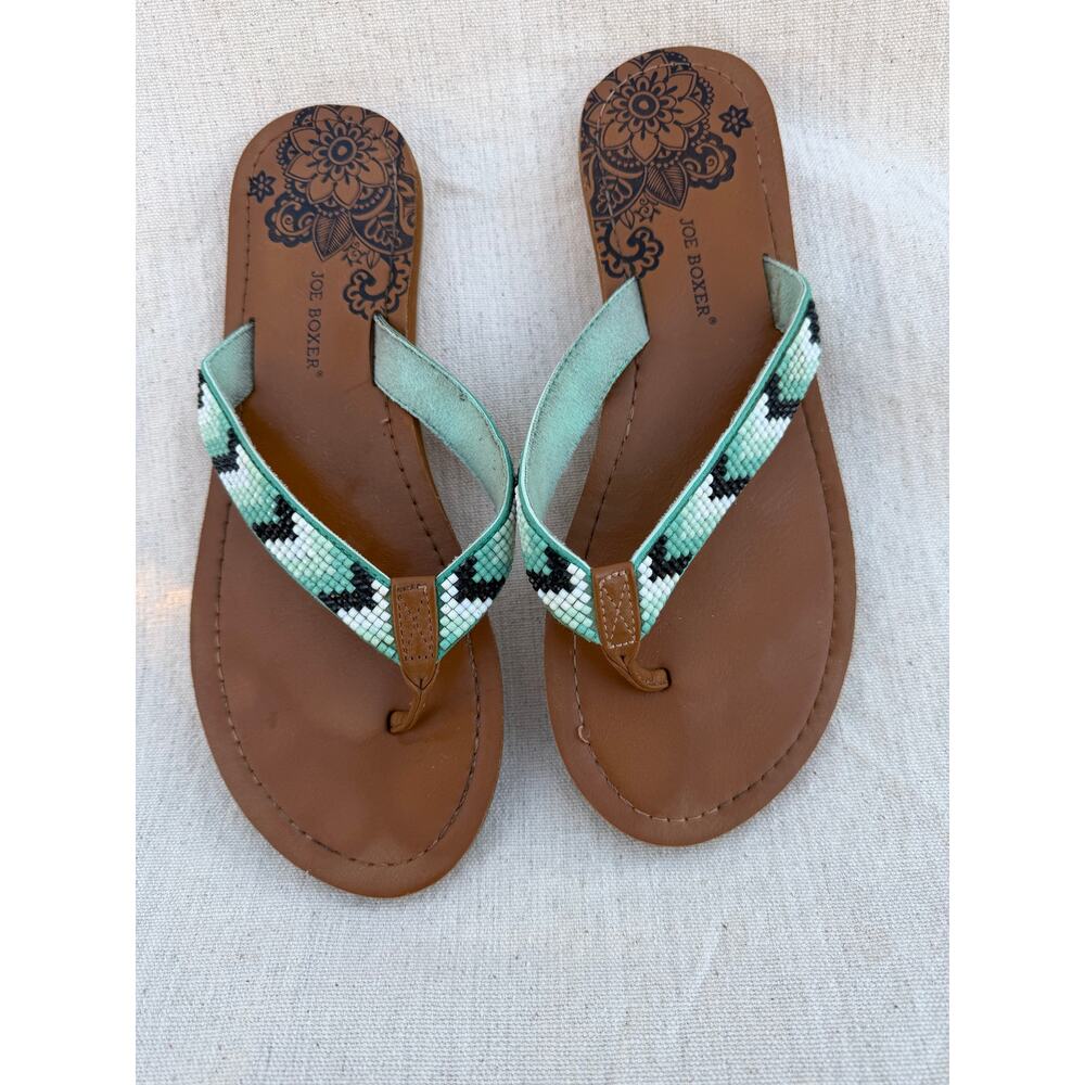 Joe Boxer Woman's Cissy Flip Flop Sandals Green 7/8